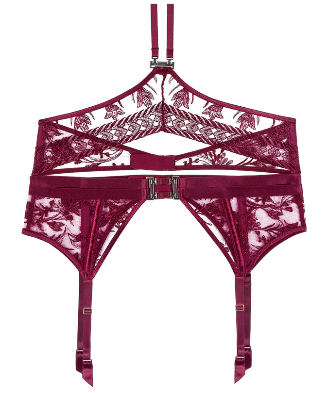 Aubade Magnetic Spell Suspender in Crimson Rood