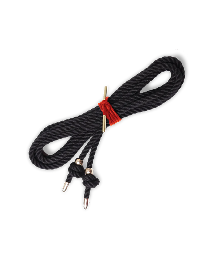 Bondage Rope With Gold Tips Black