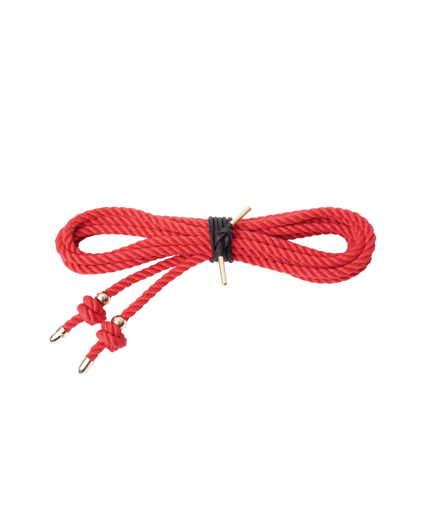 Bondage Rope With Gold Tips Red